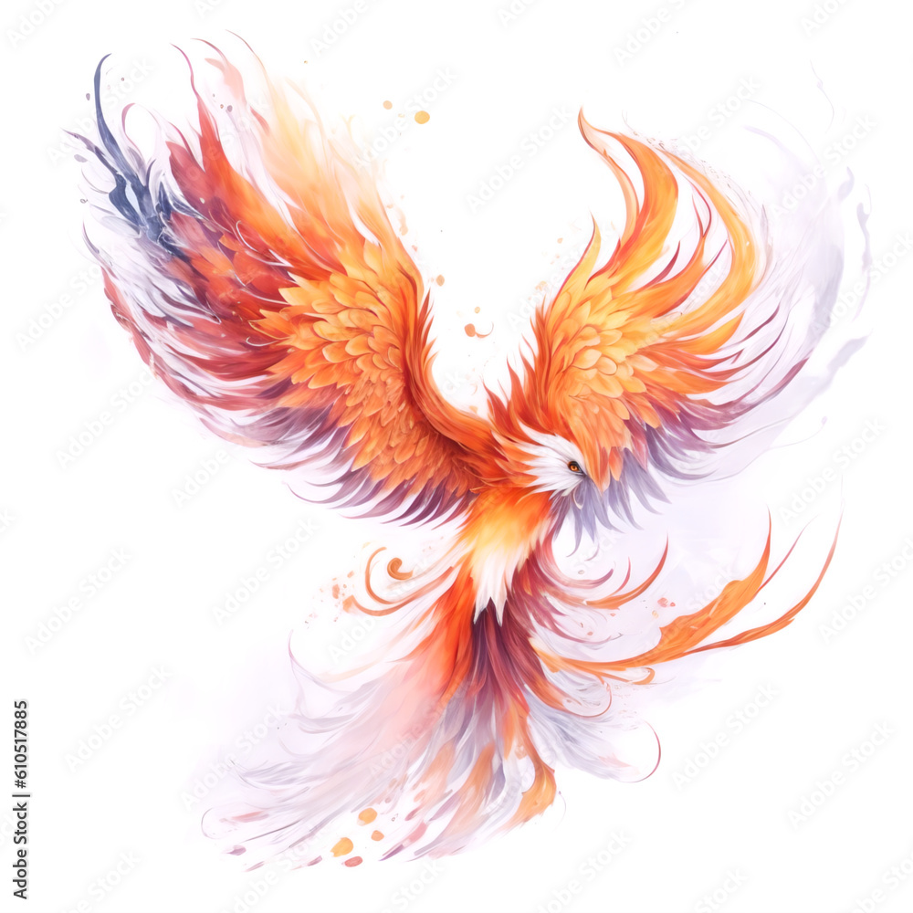 Phoenix spreading wings on a white background Phoenix spreading wings on a white background