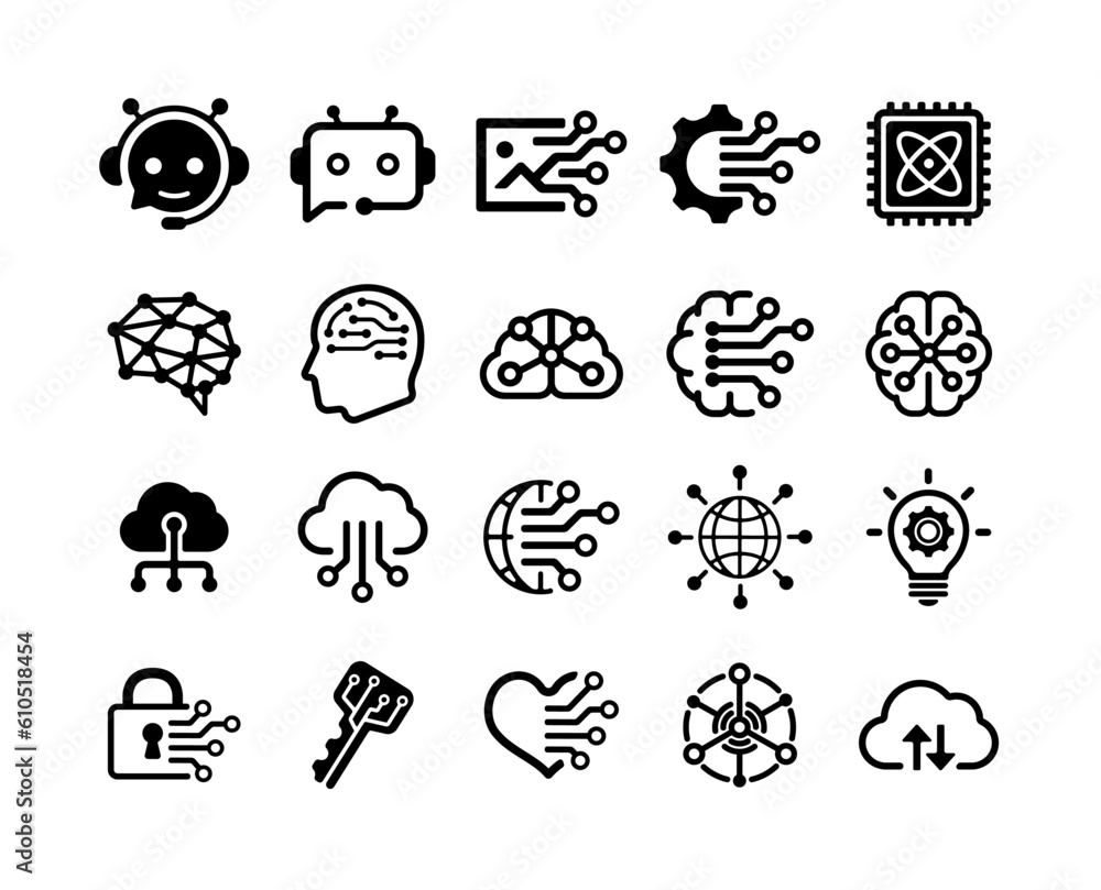 AI (Artificial Intelligence) , latest technology motif vector illustration icon set