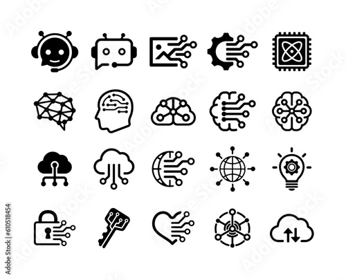 AI (Artificial Intelligence) , latest technology motif vector illustration icon set
