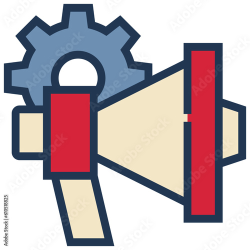 advertising horn loud cog wheel icon filled outline