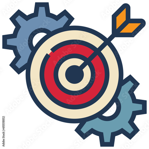 target arrow dart cog business management icon filled outline