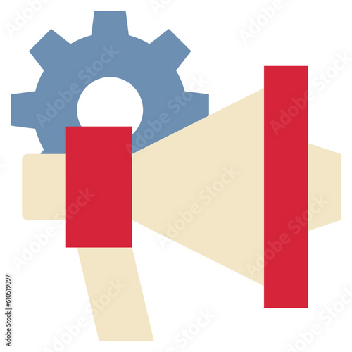 advertising horn loud cog wheel icon flat style