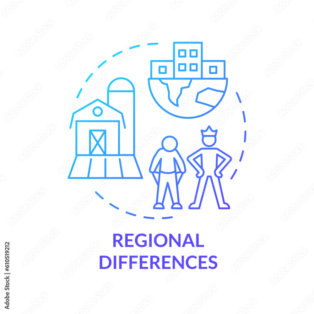 Regional differences blue gradient concept icon. Developing country. Income and expenses. Cost of living. Income disparity abstract idea thin line illustration. Isolated outline drawing Regional differences blue gradient concept icon. Developing country. Income and expenses. Cost of living. Income disparity abstract idea thin line illustration. Isolated outline drawing
