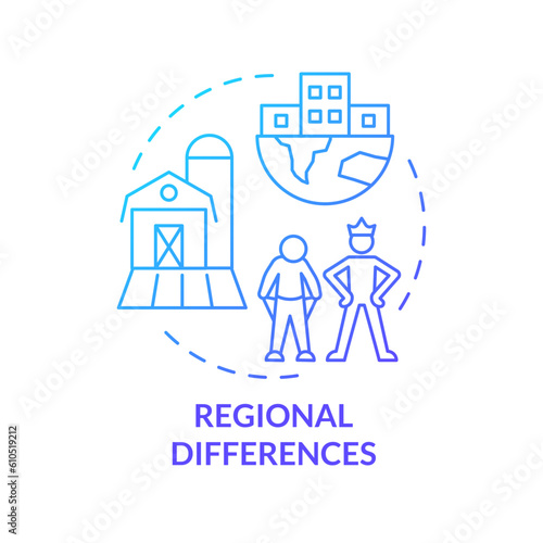 Regional differences blue gradient concept icon. Developing country. Income and expenses. Cost of living. Income disparity abstract idea thin line illustration. Isolated outline drawing