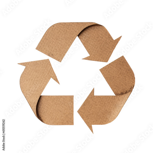 Cardboard recycling symbol isolated on transparent background. Generative AI