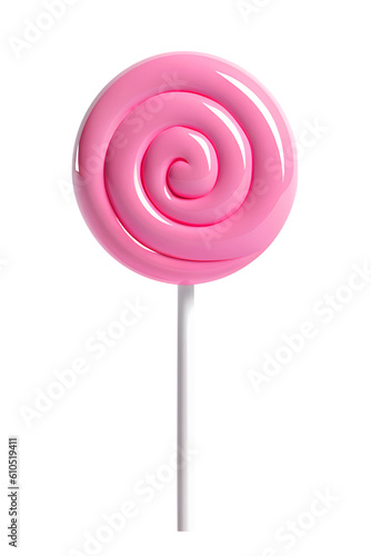 Pink lollipop isolated on transparent background. PNG format photo