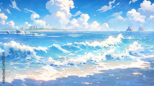 empty natural beach ocean coast landscape illustration © lin