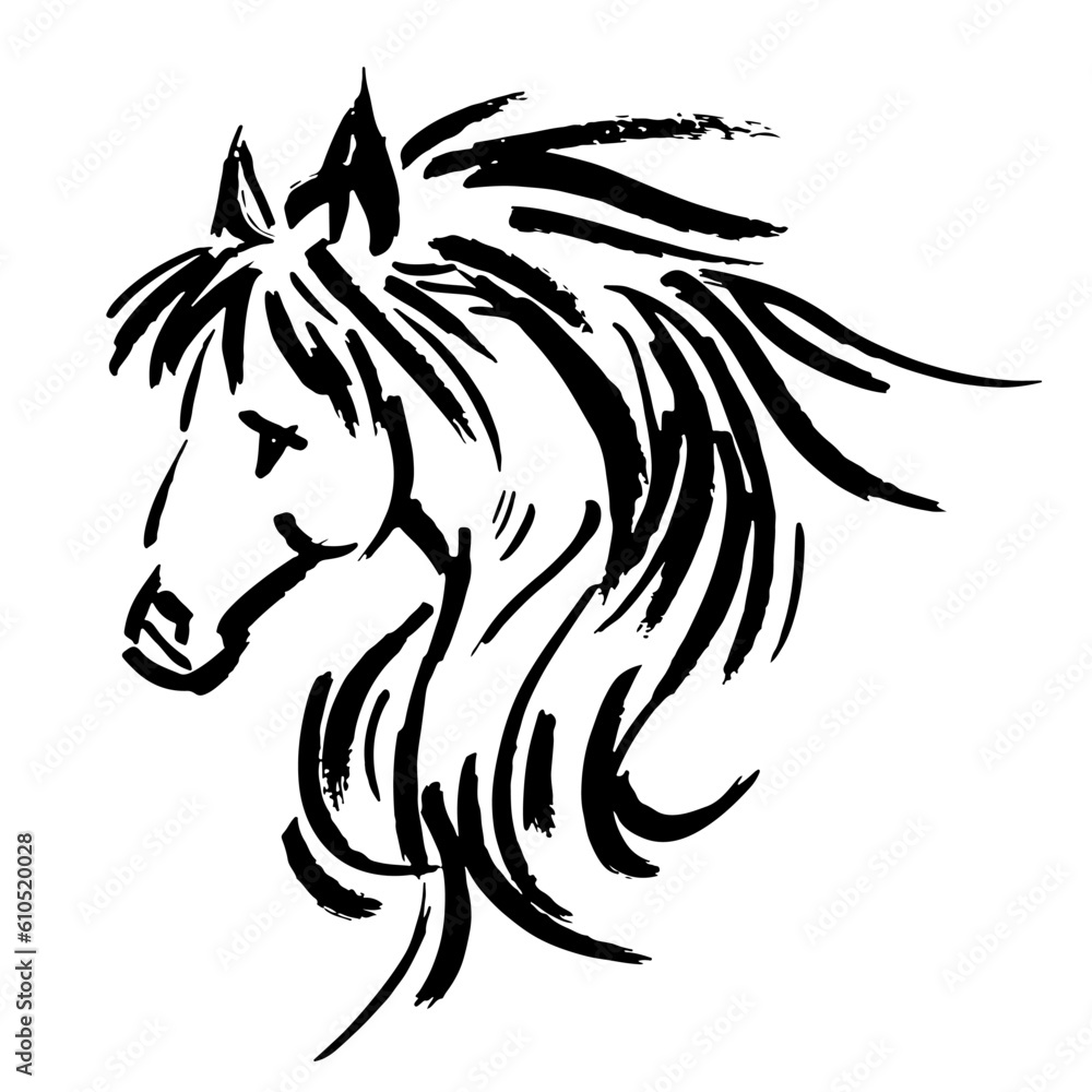 Fototapeta premium horse head silhouette vector for illustration decoration background
