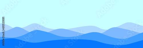 Blue River Ocean Wave Layer Vector Background 