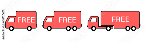 Free delivery icon set with trucks. Freight, delivery symbol. Delivery service icons