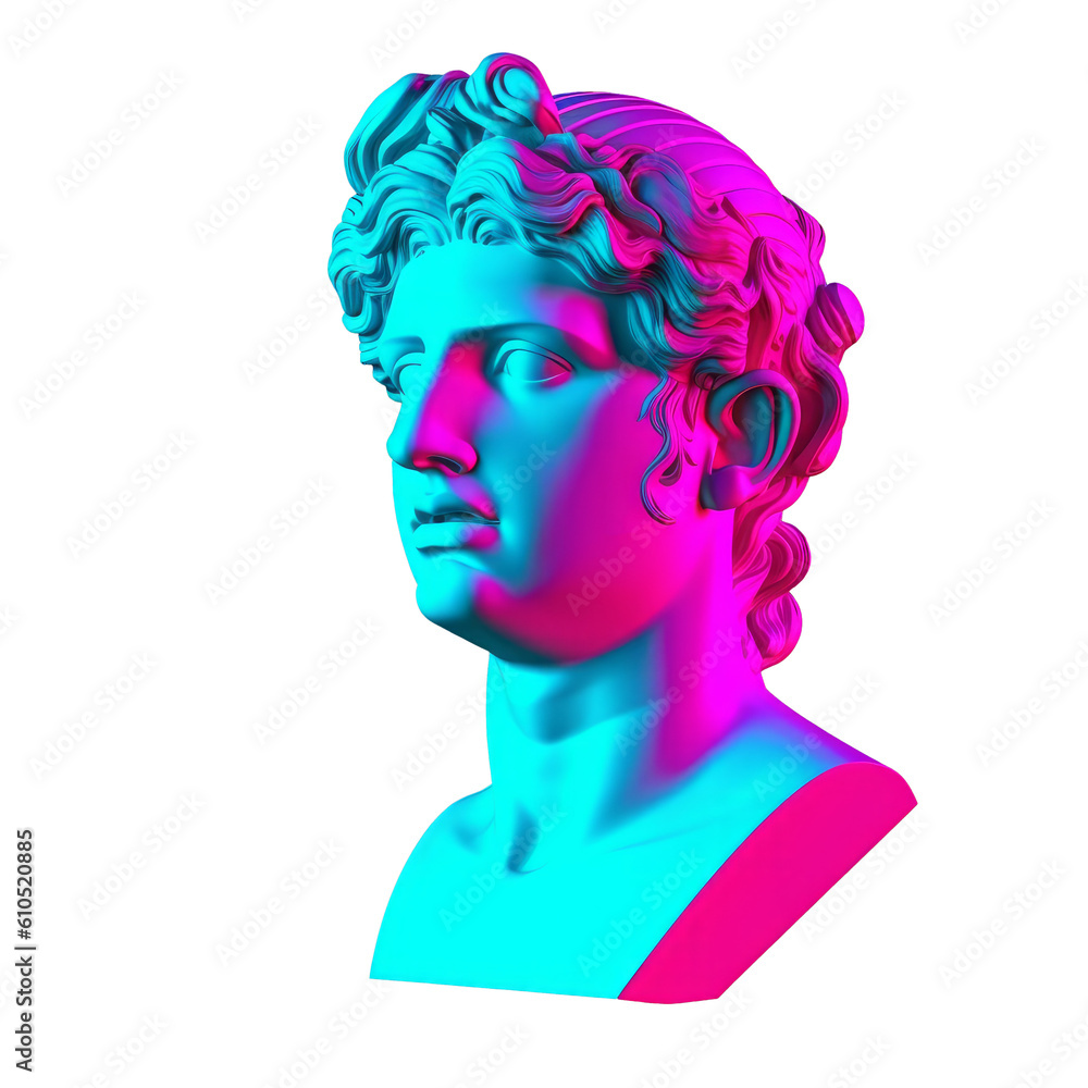 Statue of a woman's head in modern and bright colors. Generative AI Statue of a woman's head in modern and bright colors. Generative AI