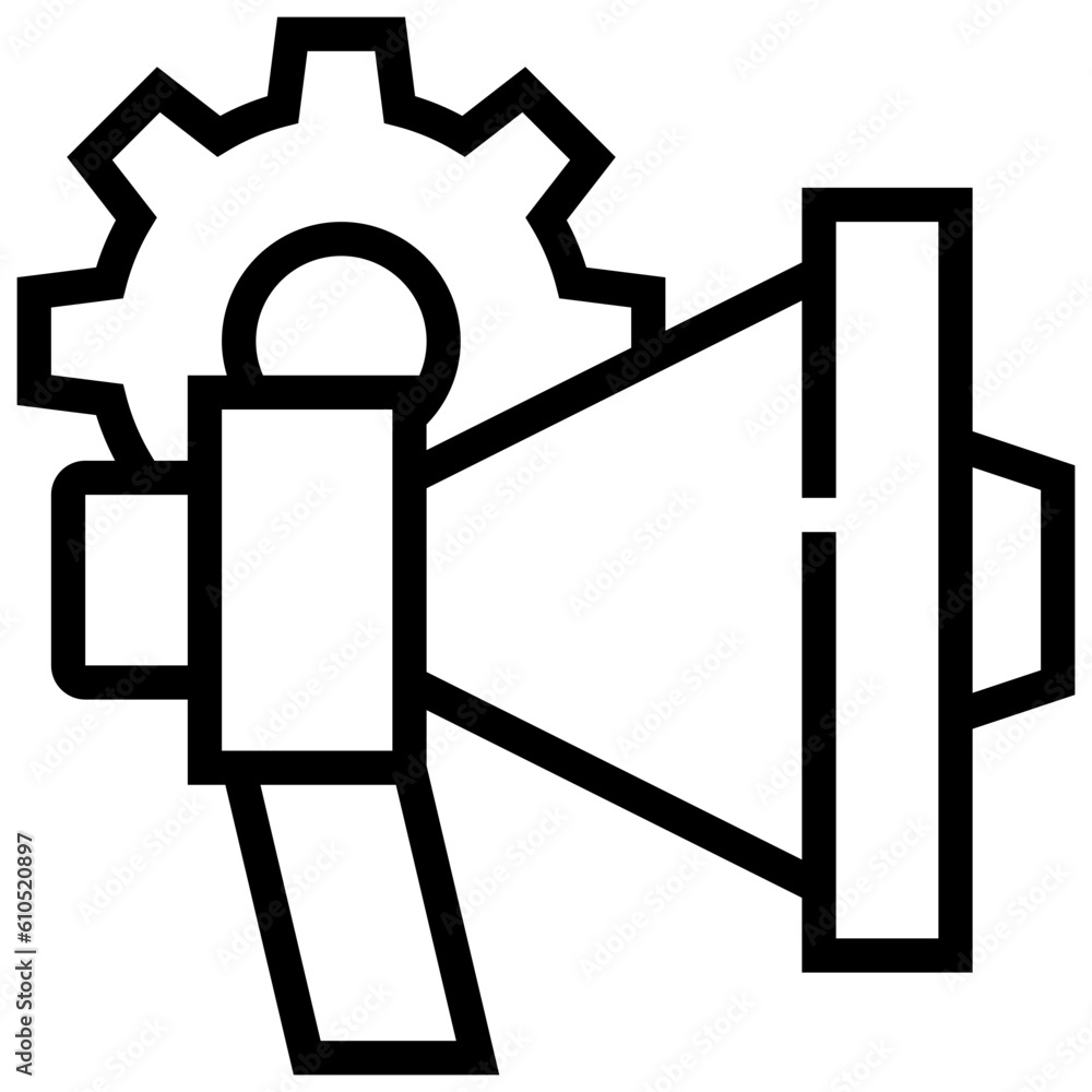advertising horn loud cog wheel icon simple line advertising horn loud cog wheel icon simple line