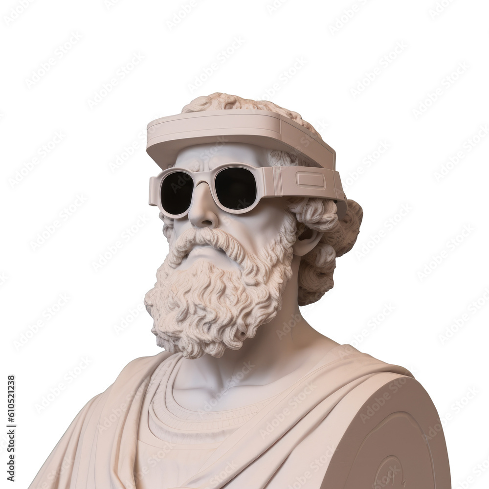 ภาพประกอบสต็อก Greek sculpture with modern glasses on a transparent ...