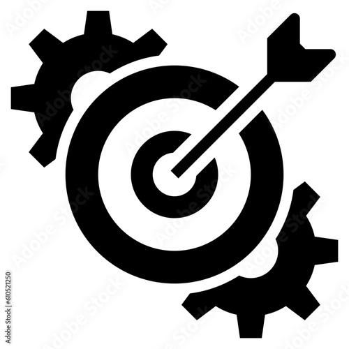 target arrow dart cog business management icon solid glyph