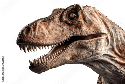 Close-up of Dinosaur Isolated Illustration on Transparent Background, Generative Ai