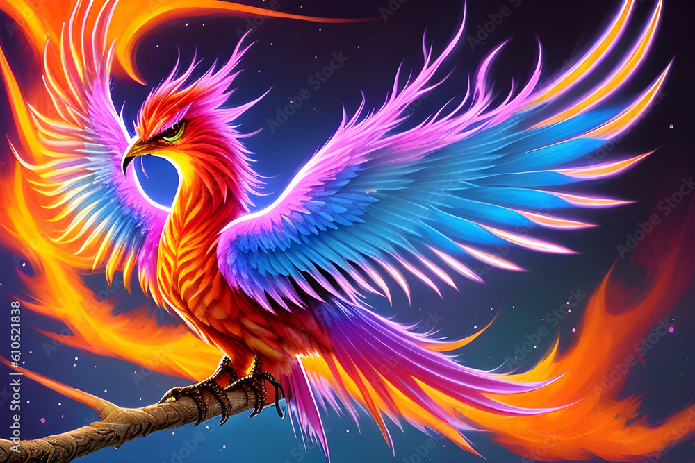 Obraz premium Phoenix Fire Bird, Generative AI Illustration