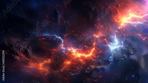 Explosions and lightning in outer space - Generative AI © mr_marcom