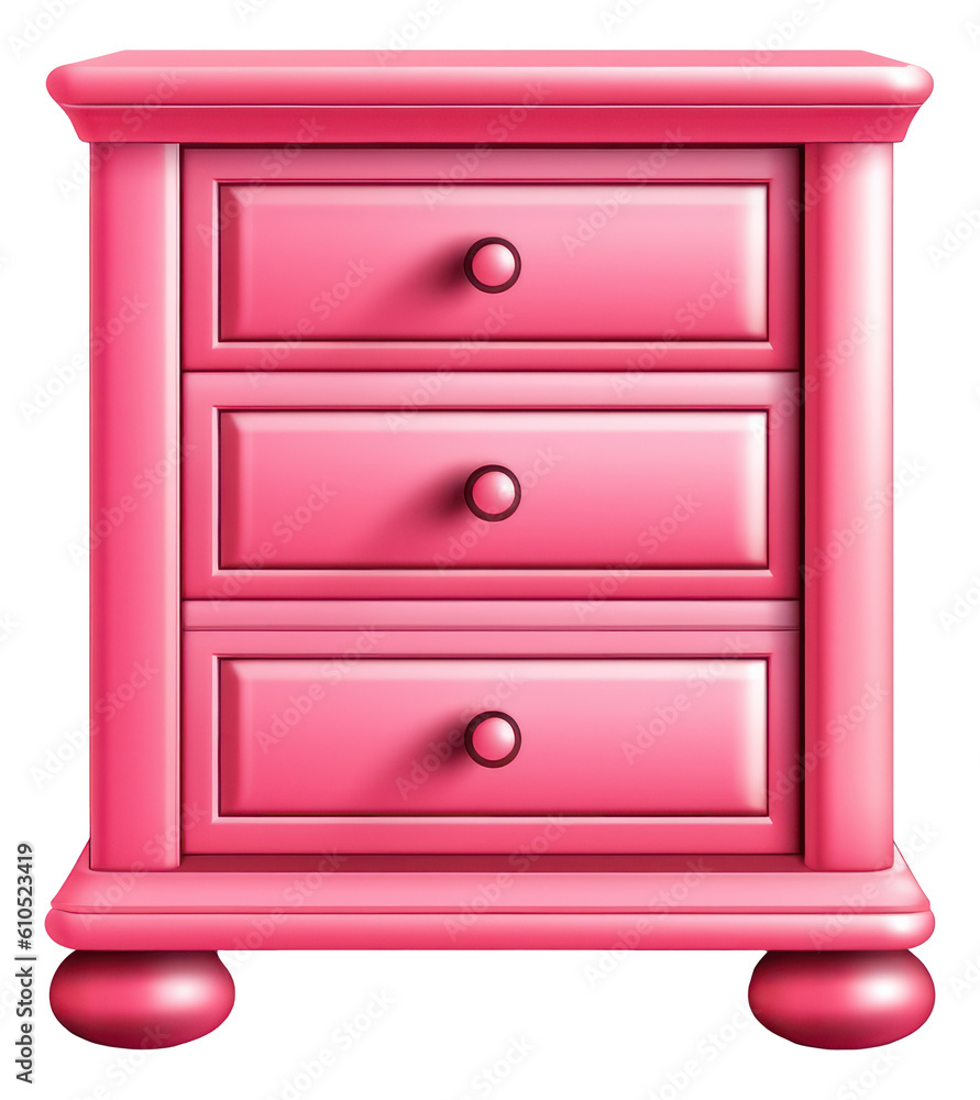 Pink nightstand isolated. Generative AI. Pink nightstand isolated. Generative AI.