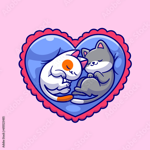 Cute Couple Cat Sleeping On Love Pillow Cartoon Vector Icon
Illustration. Animal Nature Icon Concept Isolated Premium
Vector. Flat Cartoon Style