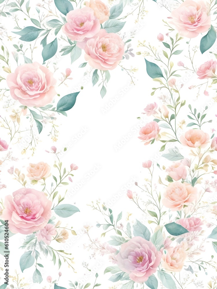 Abstract design seamless watercolor pattern with flowers. Seamless floral pattern illustration. Ai generative