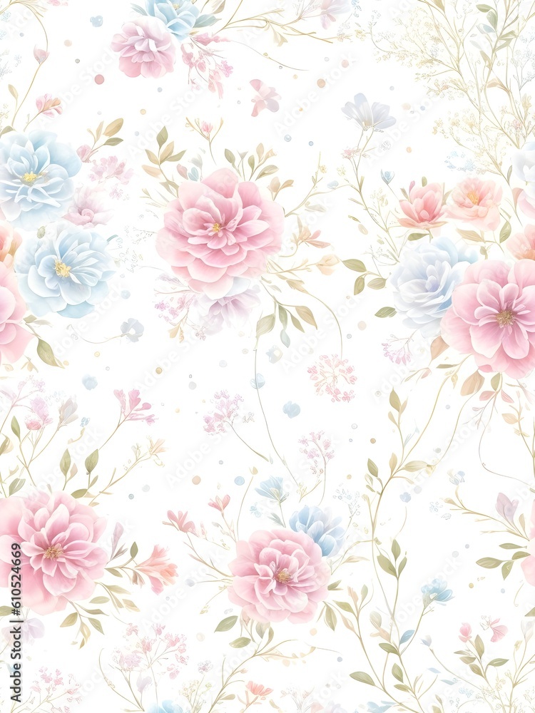 Abstract design seamless watercolor pattern with flowers. Seamless floral pattern illustration. Ai generative Abstract design seamless watercolor pattern with flowers. Seamless floral pattern illustration. Ai generative