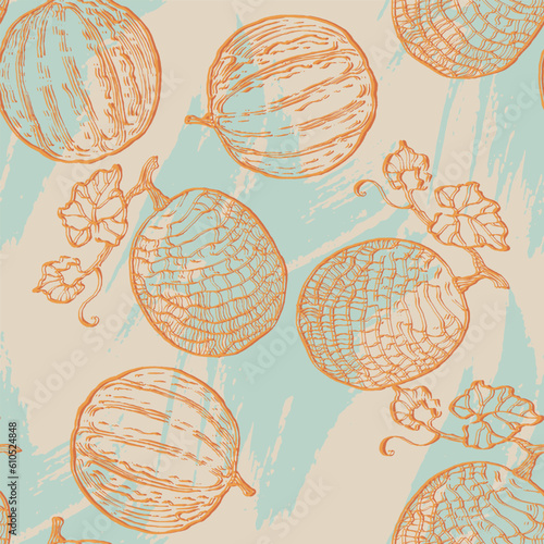 Pieces of melon seamless pattern vector illustration. Vector seamless pattern. Modern stylish abstract texture. Repeating geometric shapes from striped elements