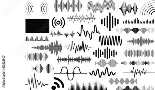 Set of Sound Waves Silhouette
