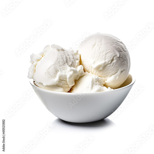 
Delicious Vanilla Ice Cream isolated on white background, generative AI

