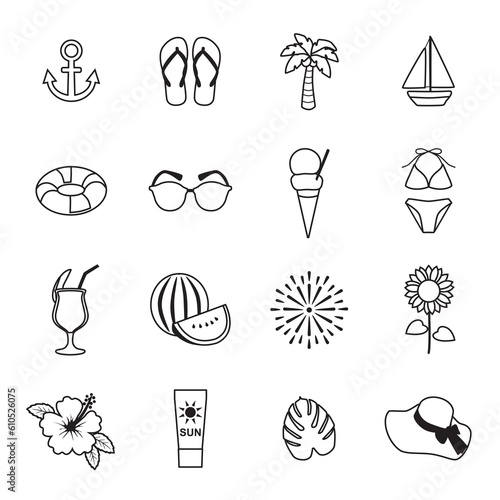 夏　夏休み　素材　アイコン