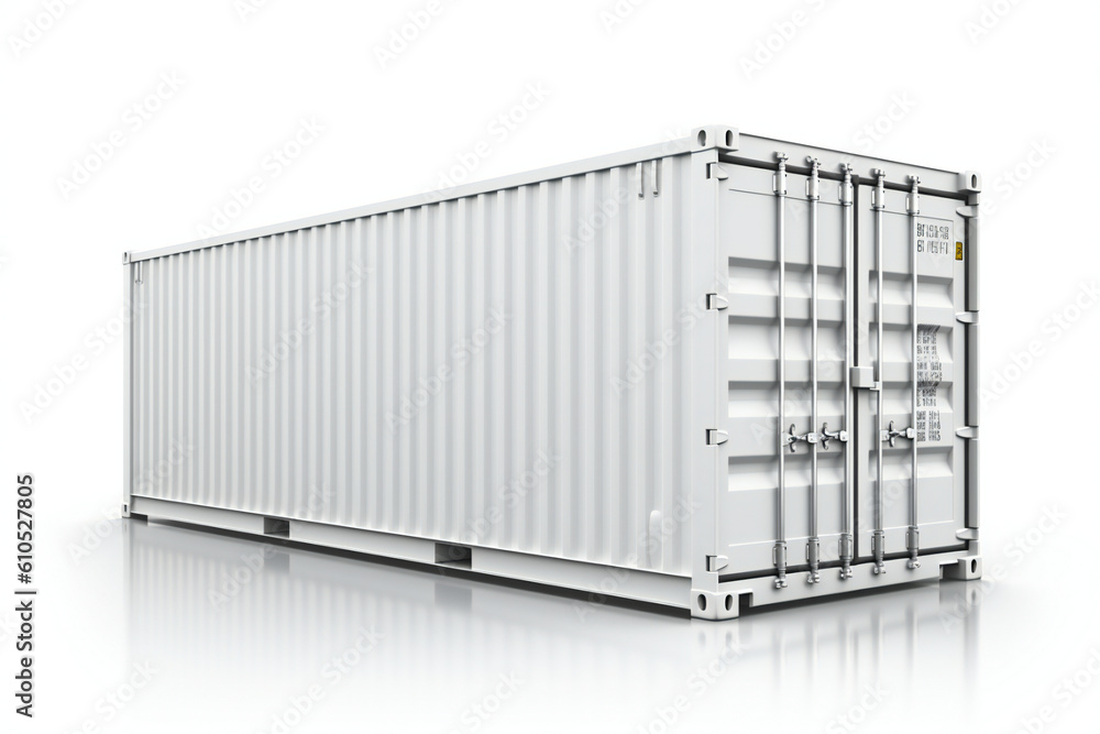 White shipping container (cargo container) on white background, Generative AI White shipping container (cargo container) on white background, Generative AI