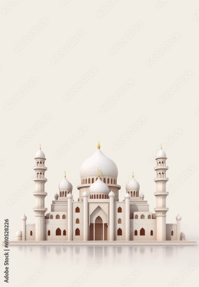 beautiful Islamic mosque vertical background with copy space. Generative Ai