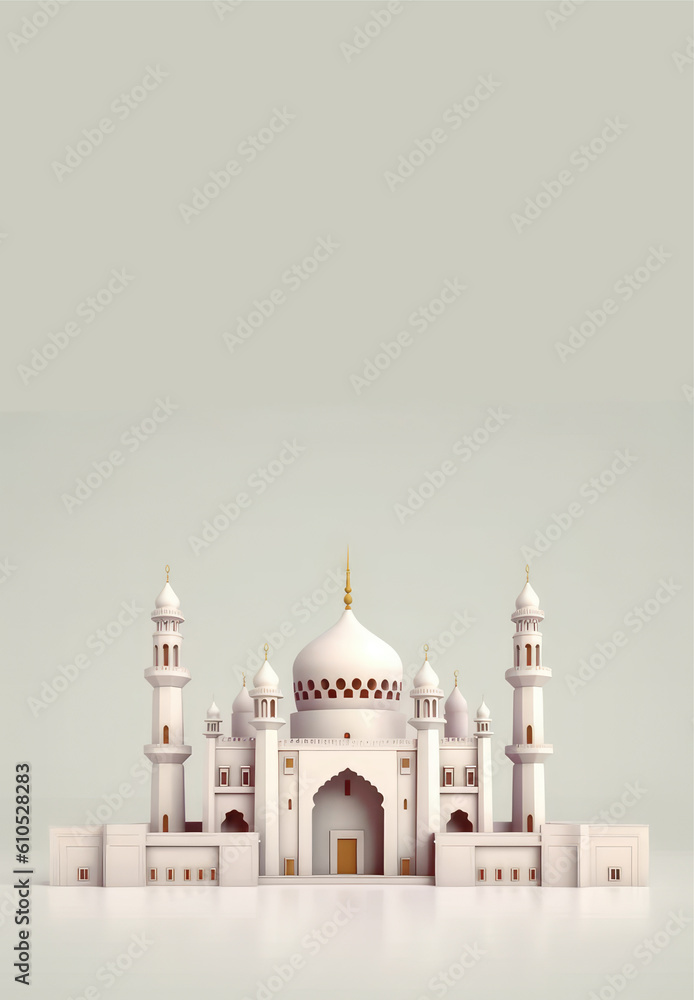 beautiful Islamic mosque vertical background with copy space. Generative Ai