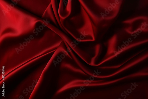 Black red silk satin, Beautiful soft folds, Shiny fabric, Dark luxury background for design