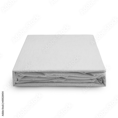 Folded cotton bedding sheets isolated on white
