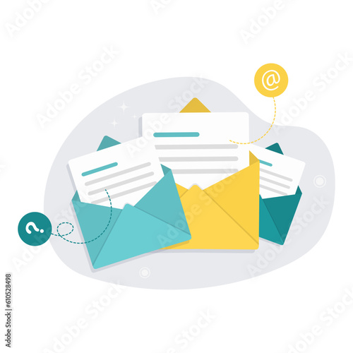 Email and Messaging, Email Marketing Campaign. Vector flat style illustration.
