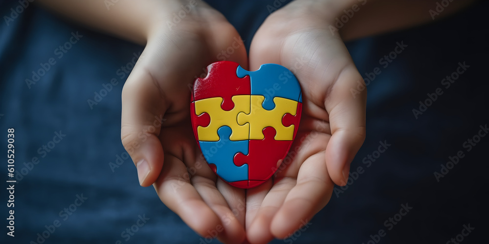 Hands with Heart of Puzzle Pieces Icon