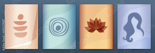 Editable set template banner poster  -spa - beauty - holistic - welfare with logo or sign symbols.Invitation or presentation corporate. Layout brochure leaflet or flyer.Minimal futuristic
