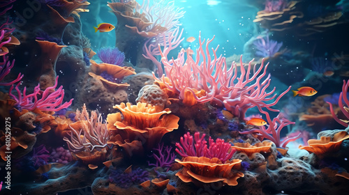 Illustration of tropical coral reef - Generative AI © mr_marcom
