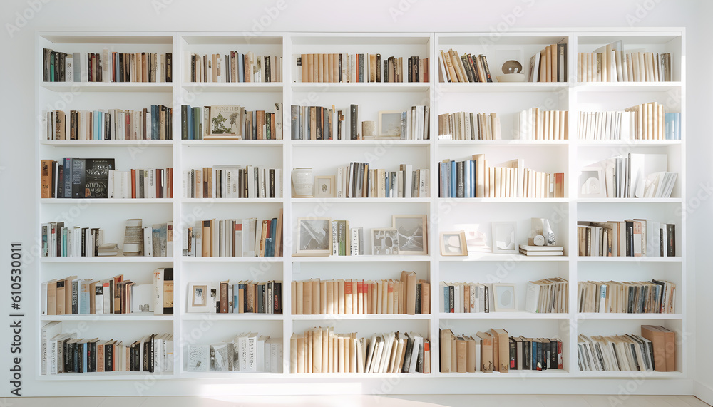 shelves with books. Generative AI. shelves with books. Generative AI.