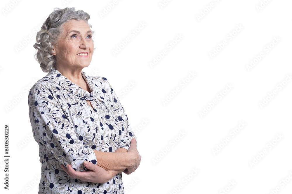 happy senior woman posing isolated on white background happy senior woman posing isolated on white background