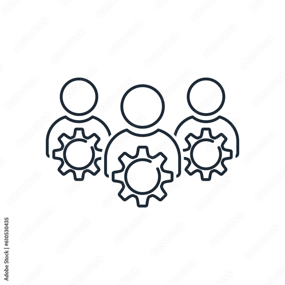 Engineering Analyst Team. Professional Working Data Analysts, consultation. Vector linear icon isolated on white background. Engineering Analyst Team. Professional Working Data Analysts, consultation. Vector linear icon isolated on white background.
