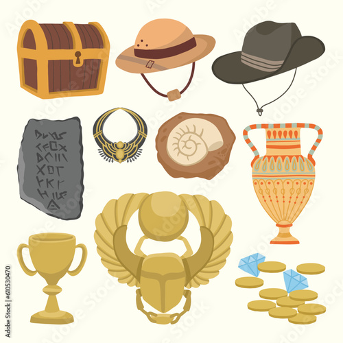 Cute Hand Drawn Archeology Objects Cute Hand Drawn Illustration