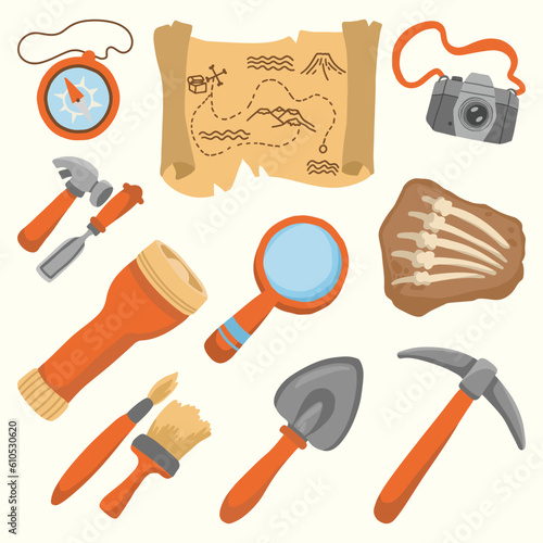 Cute Hand Drawn Archeology Objects Cute Hand Drawn Illustration