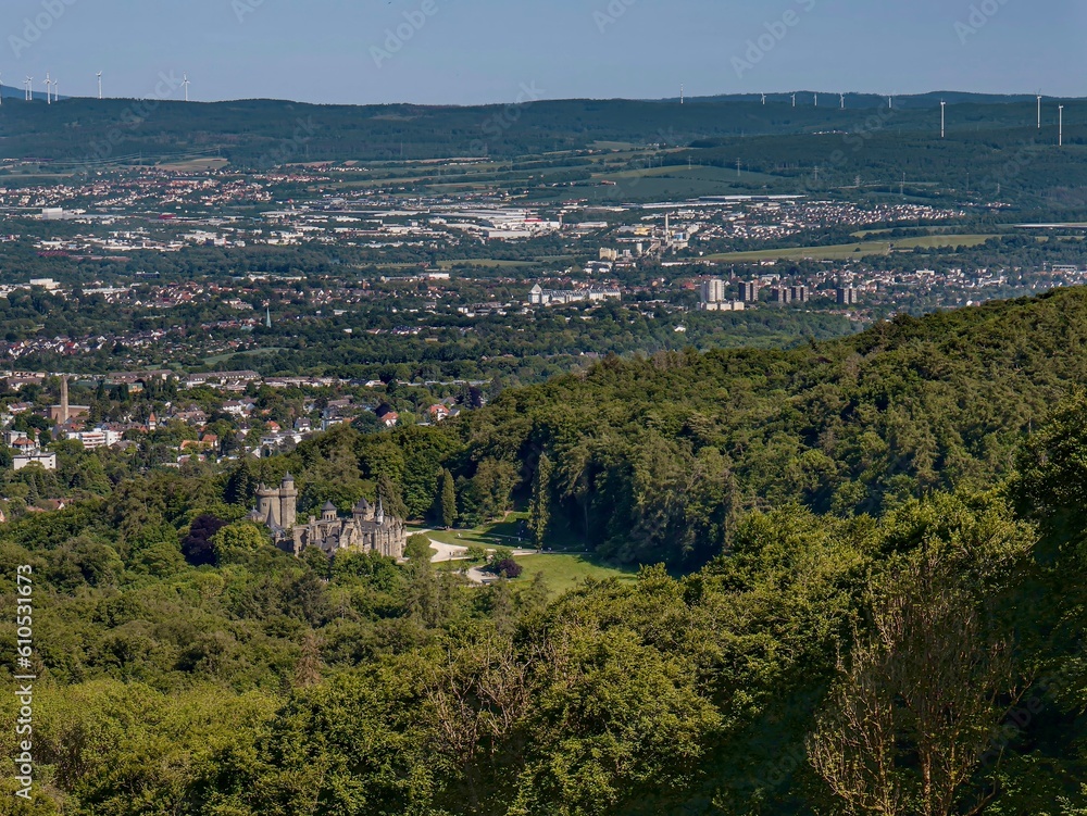 View of Kassel and the Löwenburg castle ruins View of Kassel and the Löwenburg castle ruins