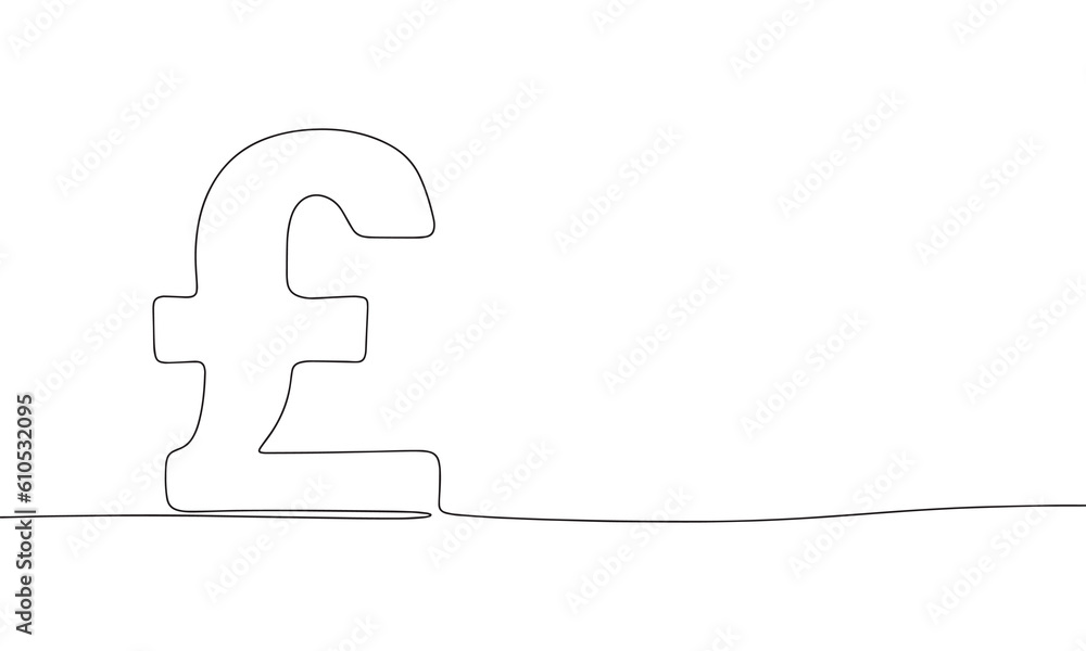 Ten Pound Note Line Drawing British pound. One line continuous British money isolated on white ...