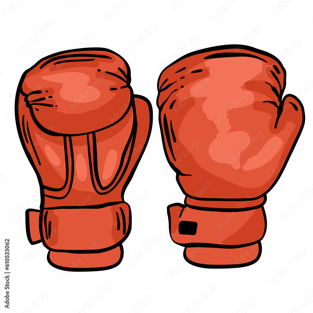 Cartoon red boxing glove icon, front and back. Isolated vector illustration. Cartoon red boxing glove icon, front and back. Isolated vector illustration.