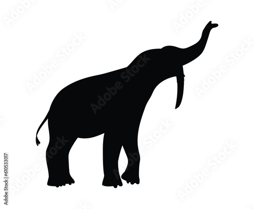 Vector illustration of black silhouette Deinotherium, concept of prehistoric period animals, isolated on white background