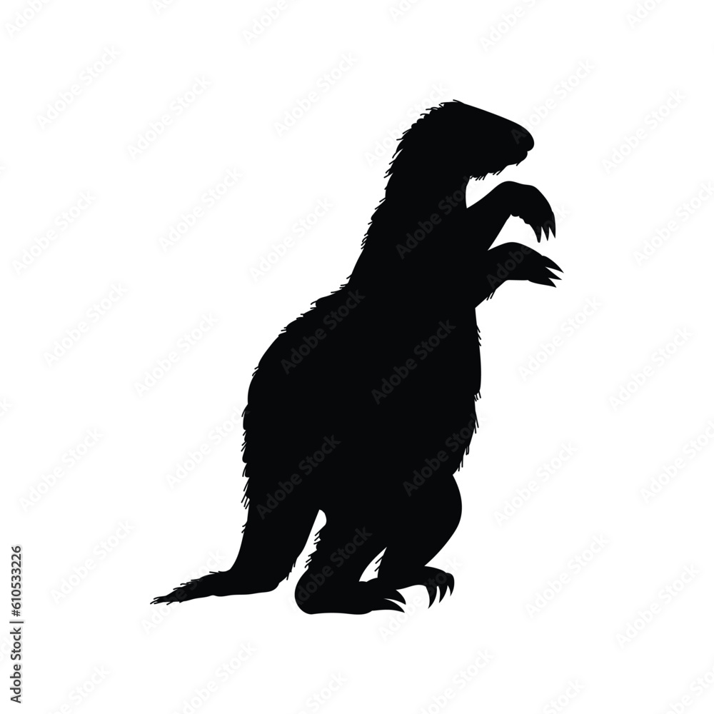 Giant sloth black silhouette icon, vector illustration isolated on