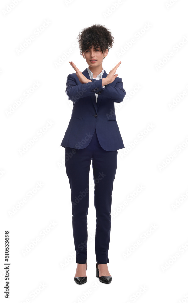 Beautiful young businesswoman in suit on white background Beautiful young businesswoman in suit on white background