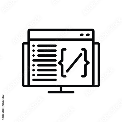 Black line icon for coding 